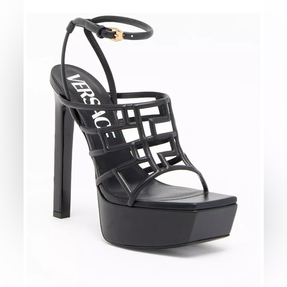 Greca Maze Leather Heels size 37 by Versace - Picture 7 of 7